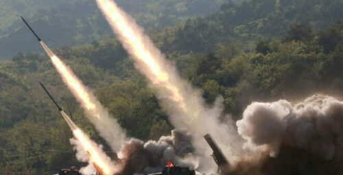 North Korea test-fires multiple rocket launchers near west coast, Seoul says