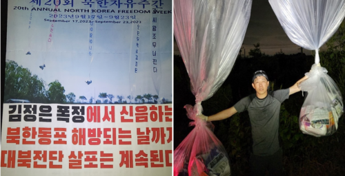 Activist launches anti-regime leaflets toward North Korea to mark Freedom Week