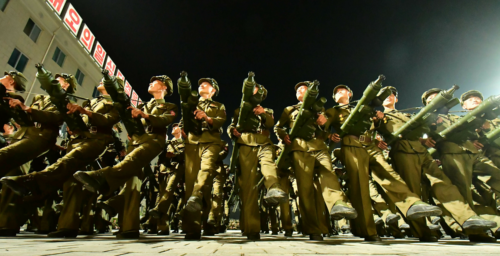 Hundreds of North Koreans start marching practice for paramilitary parade