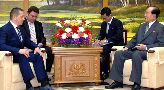 Kim Yong Nam, president of the Presidium of the DPRK Supreme People's Assembly, meeting with Yuri Trutnev | Picture: KCNA