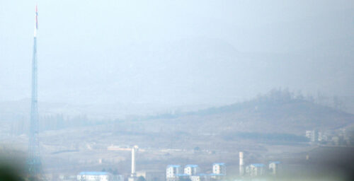 Large wildfire burning in the DMZ between North and South Korea