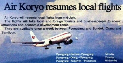 Amid tourism boost, North Korea confirms domestic flights resumption
