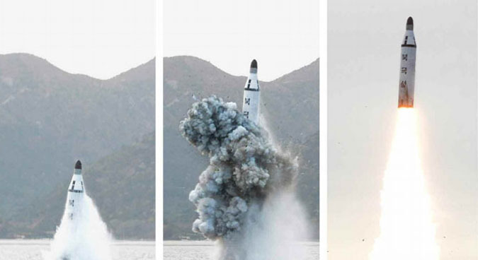 North Korea test fires a submarine-launched ballistic missile