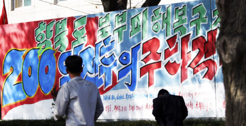 Flood recovery slogans multiply around North Korean capital