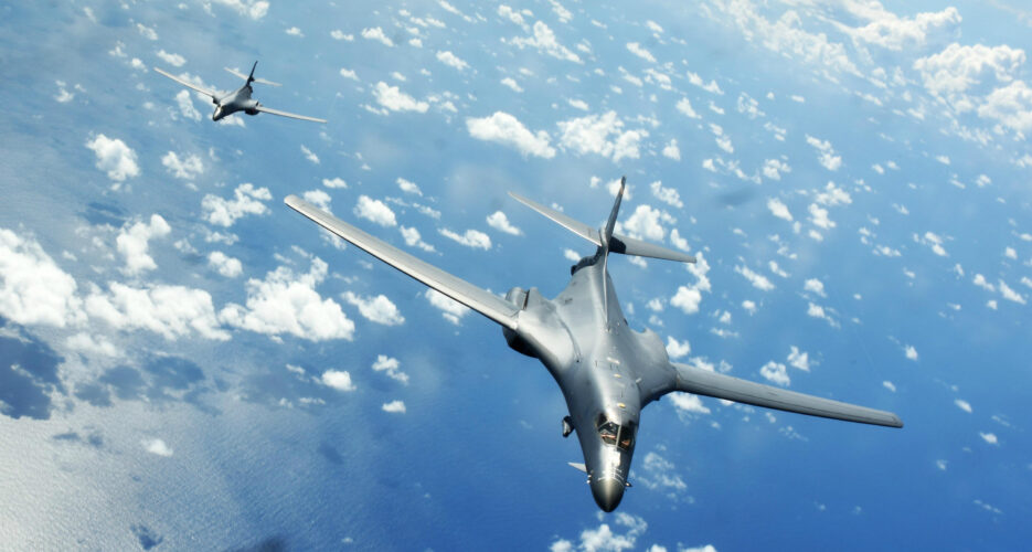 Two U.S. B-1B bombers fly over Korean peninsula, stage bombing drills
