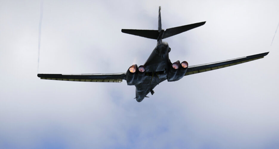 B-1B Lancer stages simulated bombing drill over Korean peninsula