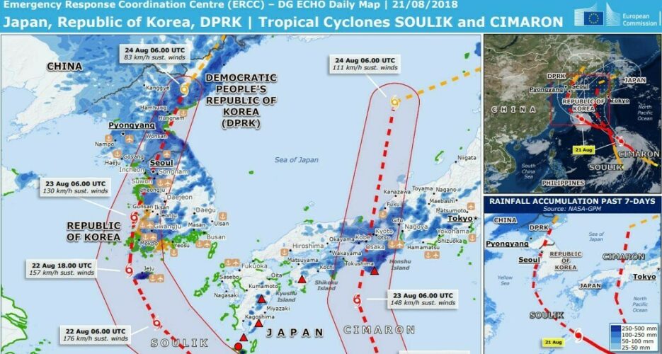 Tropical cyclone currently forecast to hit North Korea