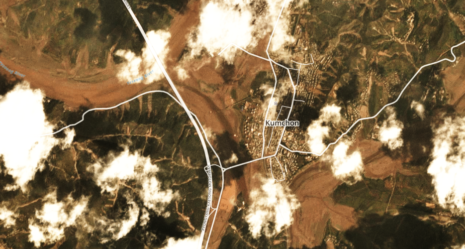 Satellite imagery reveals major flooding along Pyongyang-Kaesong highway