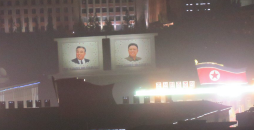 Overnight military parade preparations take place in Kim Il Sung square