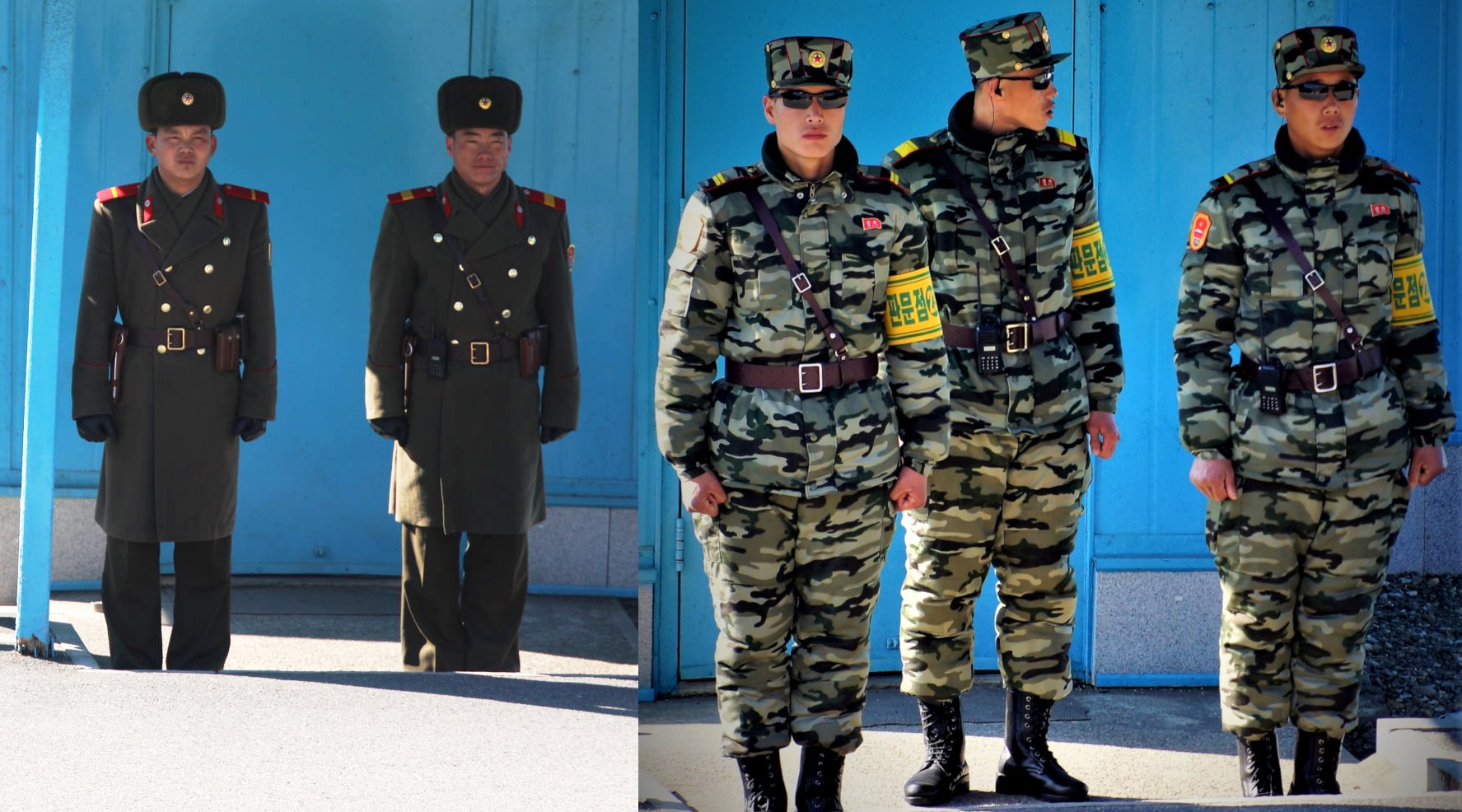 North Korean Soldiers At Joint Security Area Sporting New Uniforms 
