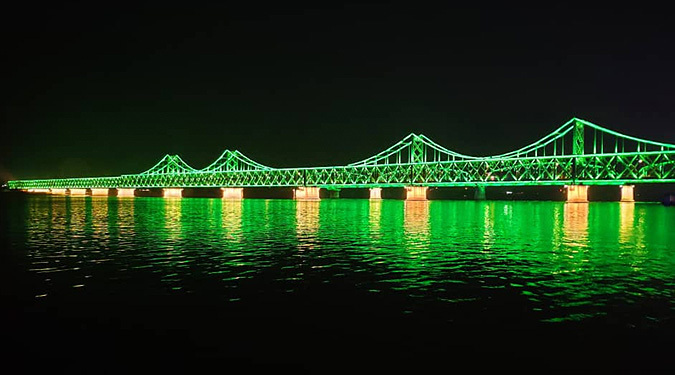 Colored-LEDs installed across Chinese bridge to North Korea: Photos