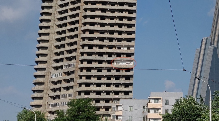Under Construction Pyongyang Tower Block Seen Fitted With