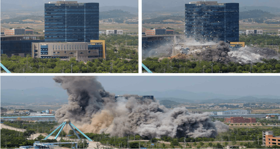 North Korean media releases first images of Kaesong liaison office demolition