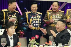 Kim Jong Un and daughter dine with military commanders ahead of weapons show