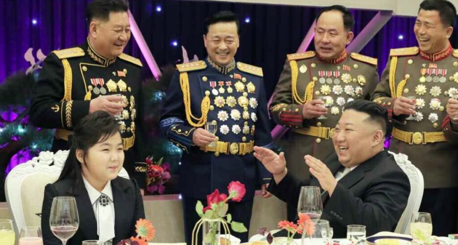 Kim Jong Un and daughter dine with military commanders ahead of weapons show