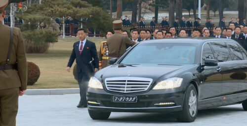 Kim Jong Un appears to reward top officials with luxury Mercedes cars