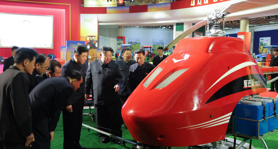 Kim Jong Un inspects agricultural drones, tractors at farm machine expo