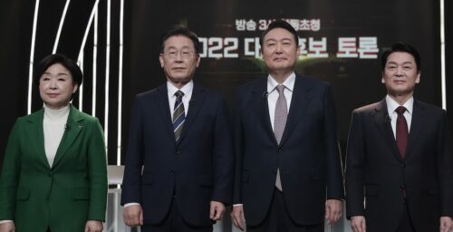 South Korean presidential candidates spar over North Korea in first TV debate